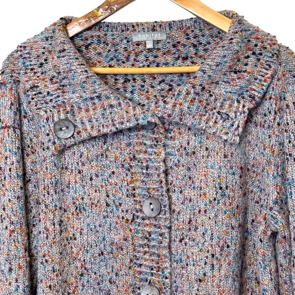 Habitat Size Large Space Dyed Speckled Button Up Single Pocket Cardigan Sweater - Picture 2 of 8